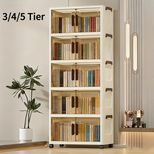 3-4-5 Layer Folding Storage Cabinet With Lid And Wheels