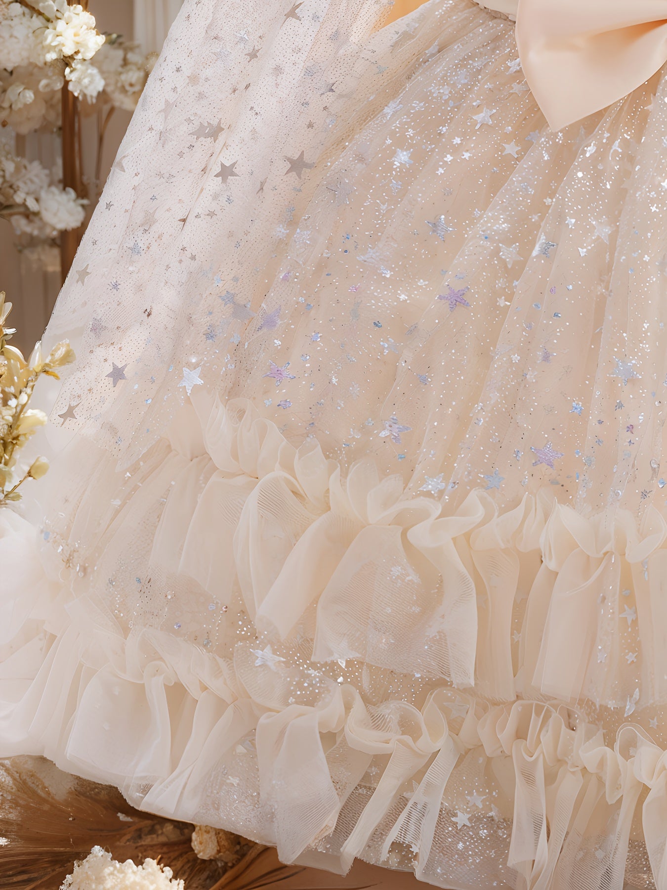 1st Birthday Girl Dress with Detachable Cape & Starry Tutu - Mint Green Sparkling Princess Party Gown, Soft Breathable Baby Girl for Weddings, Photo Shoots & Celebration Outfit (Short Sleeves, Belt)