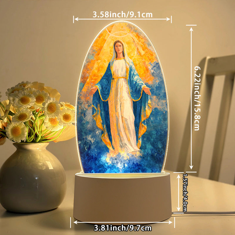 Virgin Mary Night Light USB Powered LED Religious Tabletop Decor