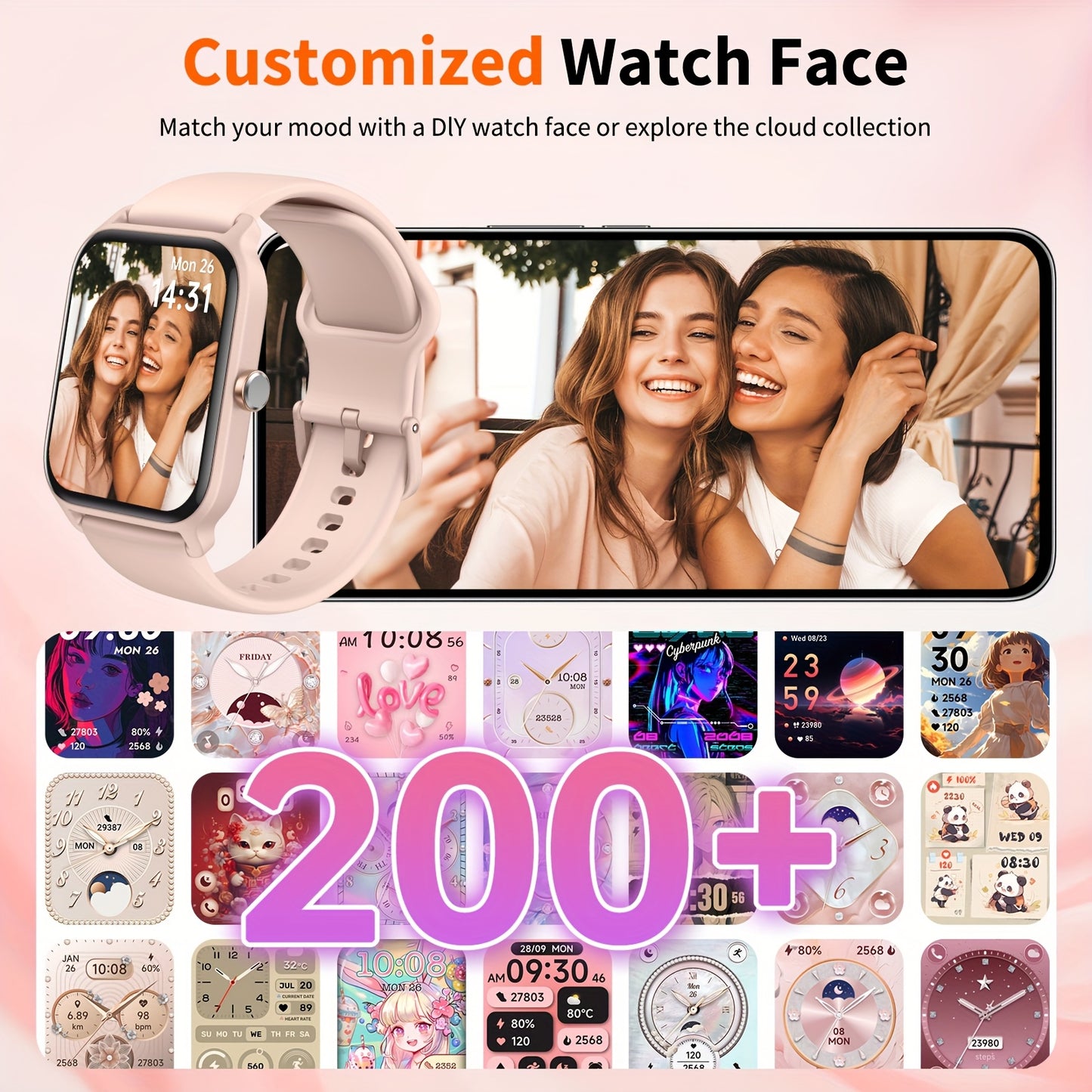 FUVEHA Smartwatch Gift for Men And Women, 1.8" HD Full Touch Screen, Make & Receive Calls, Message Notifications, 100+ Sports Modes, Lightweight & Breathable.Built-in Alexa, Compatible with Android And for iPhone.Perfect Gift