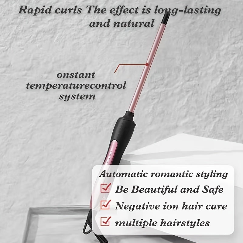 Compact Curling Iron With Ceramic Coating Heats Fast