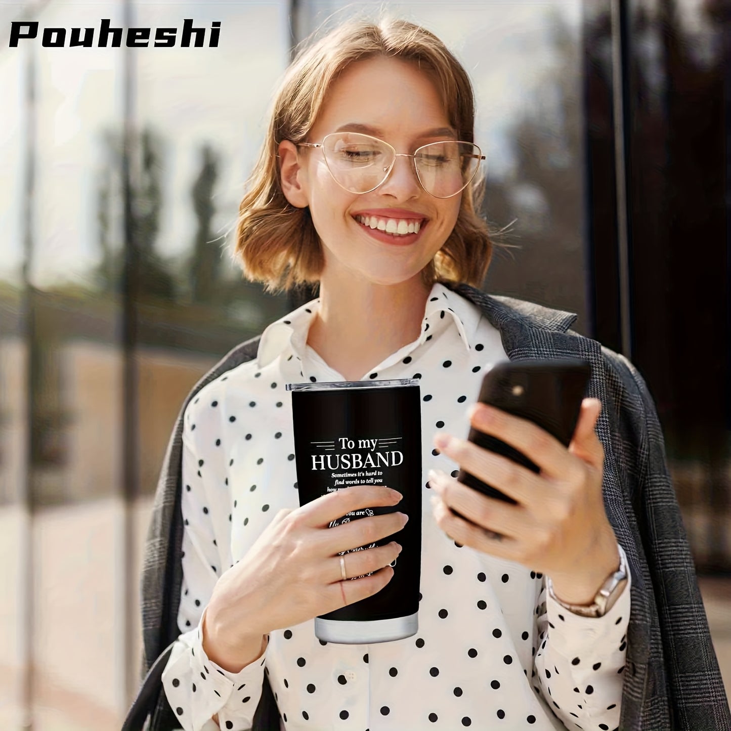 1pc 20oz Stainless Steel "to My Husband" Insulated Water Bottle with Sliding Lid & Straw - Double-Wall Vacuum Insulation, Leak-Proof, -Slip Grip, Message Engravable - Reusable Gift for Husband, Christmas, Anniversary, Valenti