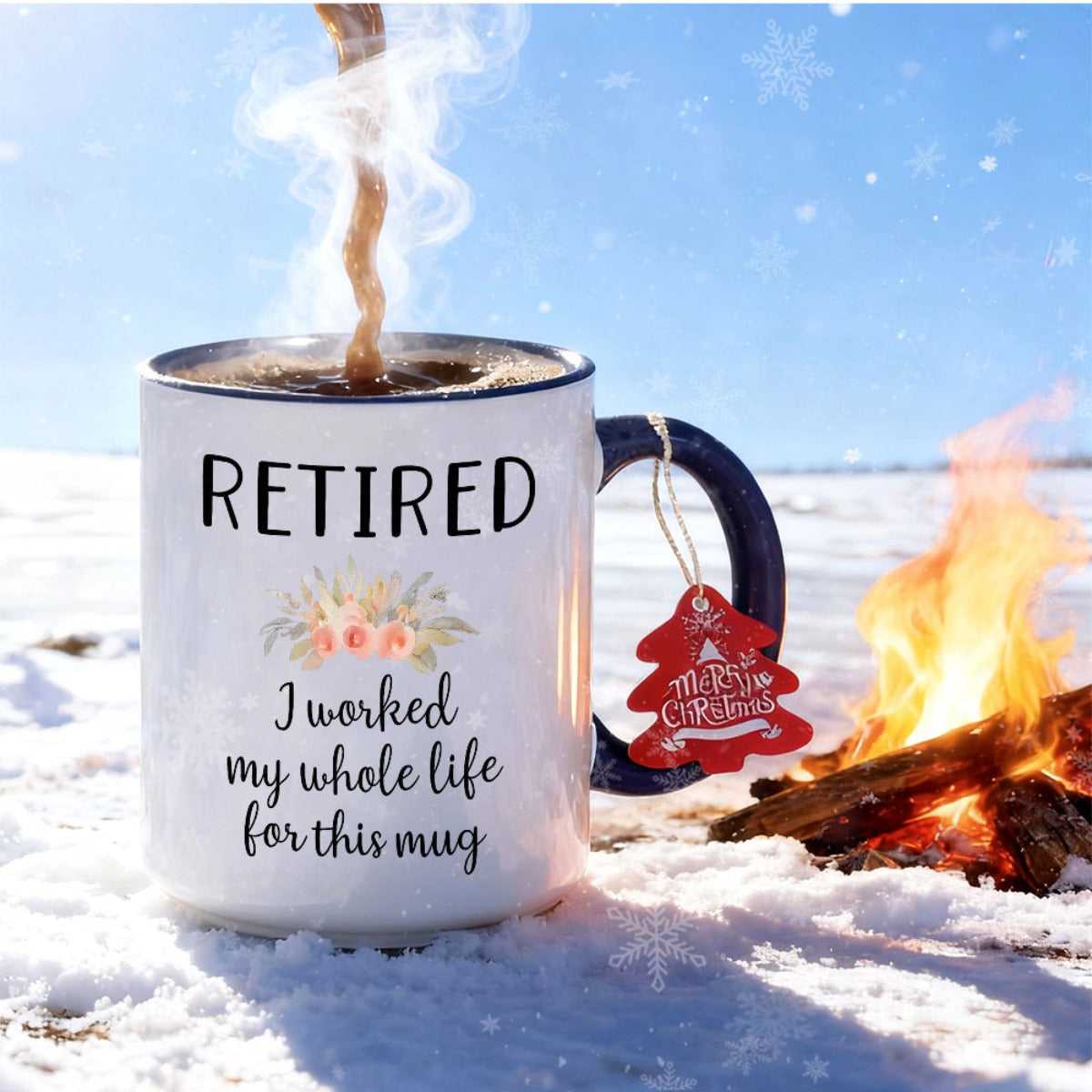 1pc 11oz Retired-Themed Mug with Retired Label & Coffee Bean Design - Dishwasher Coffee Cup for Retirees, Gift for Retiring Coworkers, Men & Women, Durable Retirement Party Accessories (Black/White)