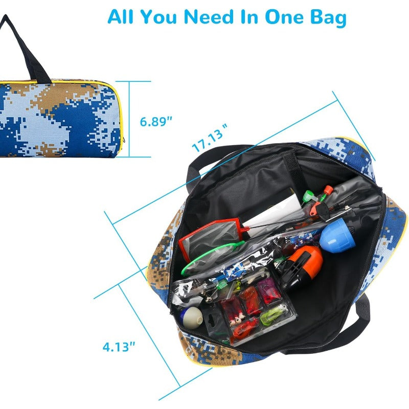 Fishing Rod and Reel Combo with Soft Bait Set, Collapsible Telescopic Pole, Pre- Line & Push Button Reel - Complete Fishing Kit for & Ages 6-10, Lightweight Portable Fishing Gear with Carry Case, Hooks, Swivels &