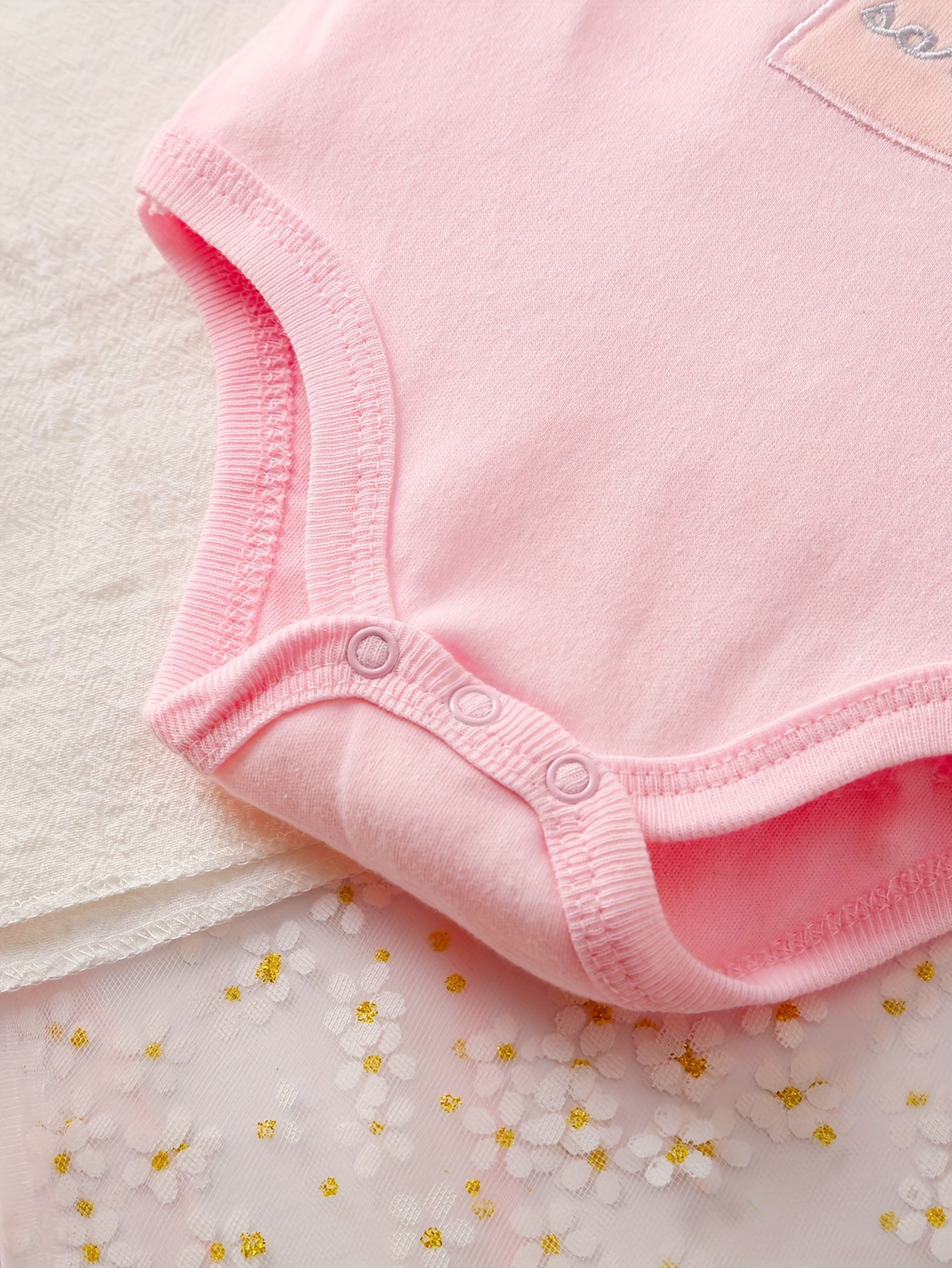 5 Piece Set Baby Girl Cartoon Triangle Onesie Crawling Suit All Season Cotton Machine Washable Cute Outdoor Wear