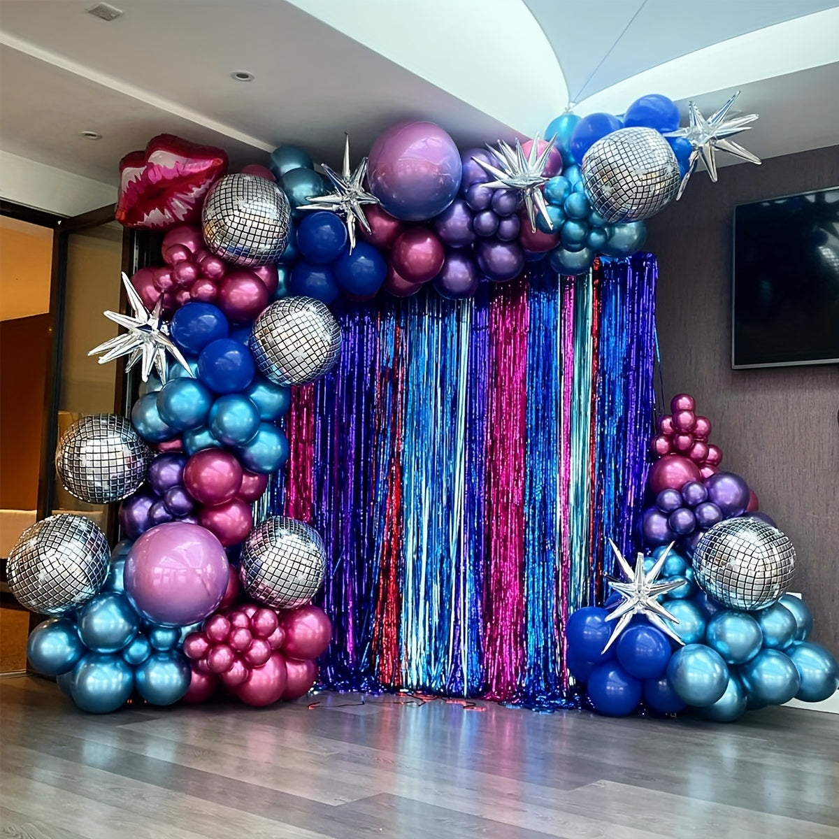 130 Pcs Metallic Foil Balloons 4D Disco Stars Purple Blue Green Red Silver For Birthday Party Wedding Decoration