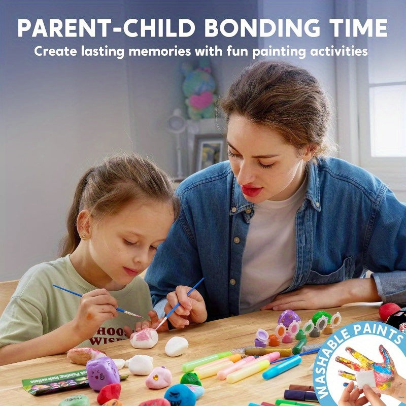 Glow in The Dark Rock Painting Kit | Craft Toys for Kids, Arts And Crafts for Ages 6+, Creative Paint Kits, Christmas And Birthday Gift for Boys And Girls, Mixed Color, Natural Stone Material by JOYFY