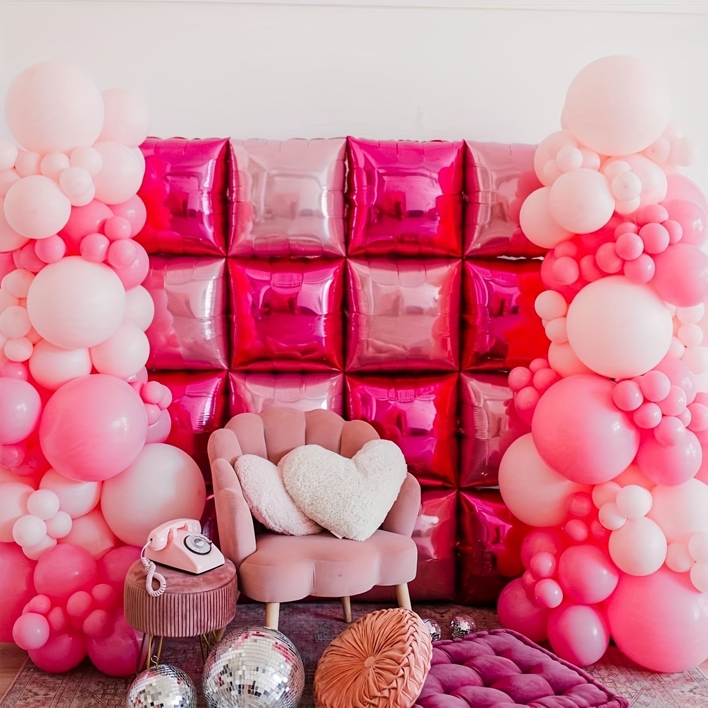 30 Pack Self-Sealing Rose Pink & Blush Balloon Walls - Helium-Ready Reusable Foil Balloons Suitable for Valentine's Day, Weddings, Birthdays, Showers - Helium-Floatable Party Decorations