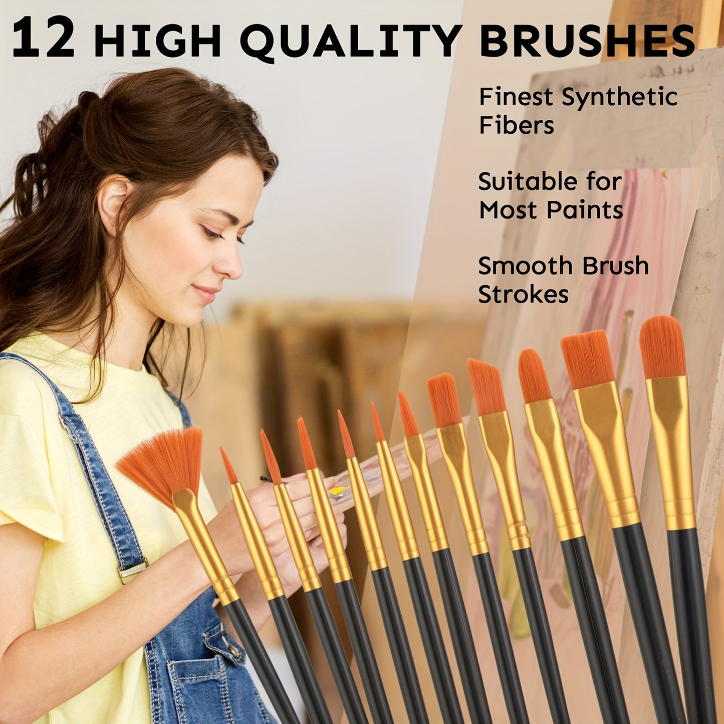 PASAMIC Painting Set With 12 Brushes For Beginners