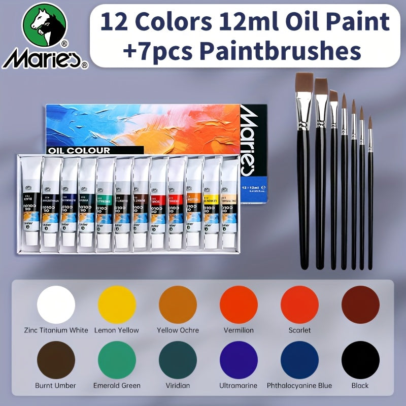 Marie's 19 Piece Oil Paint Kit With Brushes Professional Grade