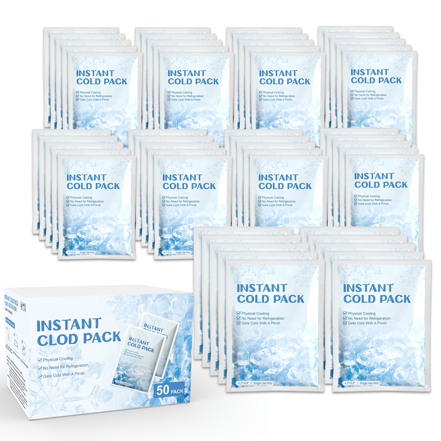 Disposable Cold Ice Packs - No Freezer Needed Instant Cold, PU Gel Cold Compress for Sports Injuries, Sprains, Post- Recovery | Portable First Aid Ice Pack Suitable for Athletes, Use, Care