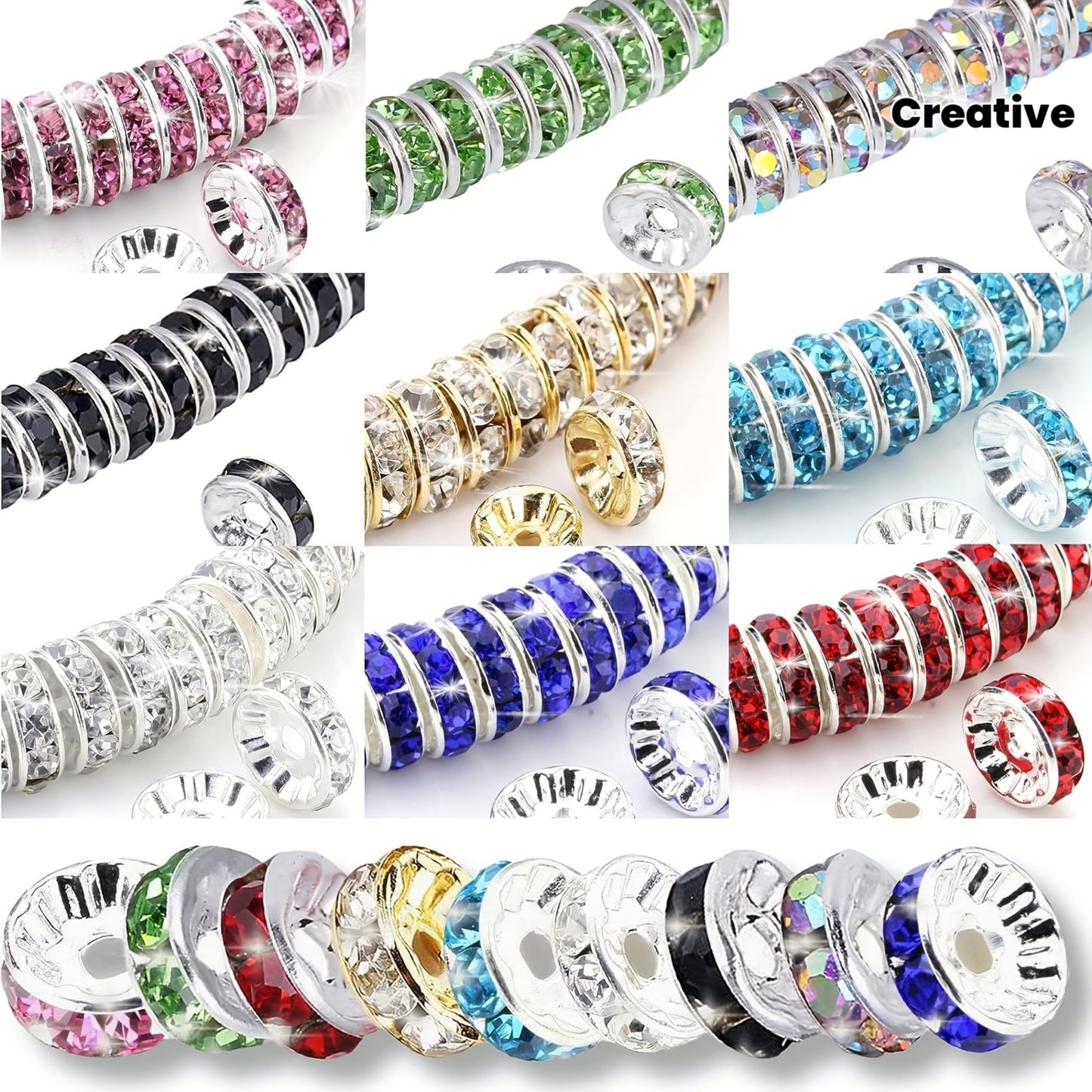 1080pcs Crystal and Rhinestone Spacer Beads for DIY Jewelry Making