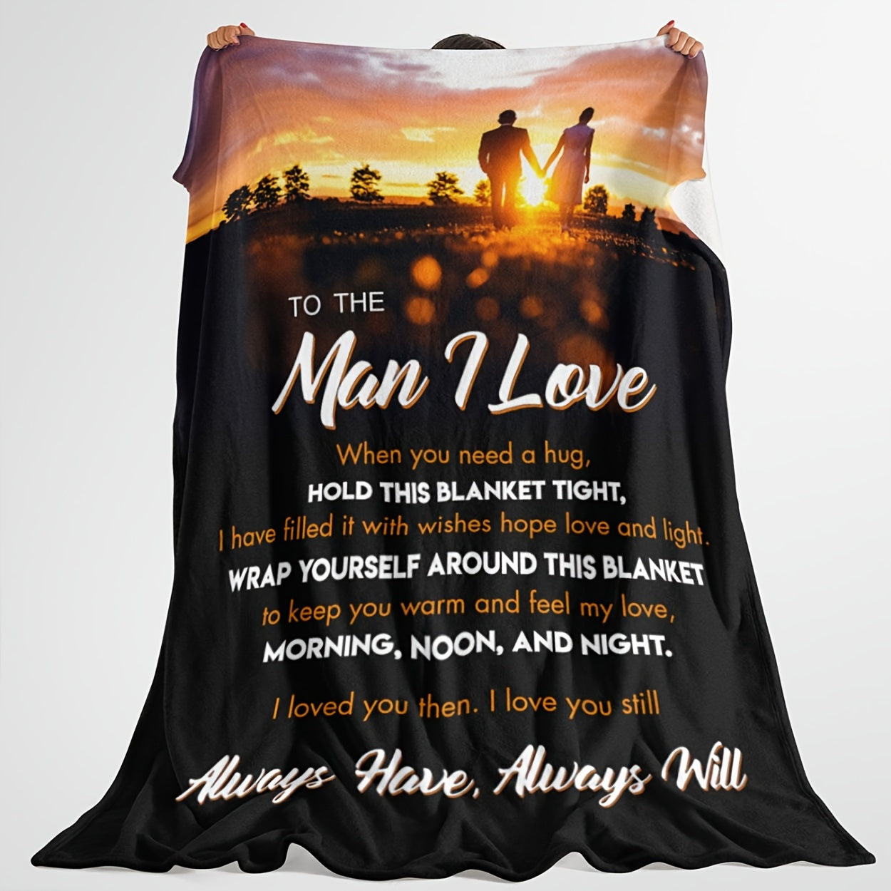 1pc Husband Gift Blanket | I Love You Valentine'S Day & Birthday Present, Cozy All-Season Throw with Romantic Couple Design, Perfect for Husbands & Boyfriends, Polyester Flannel