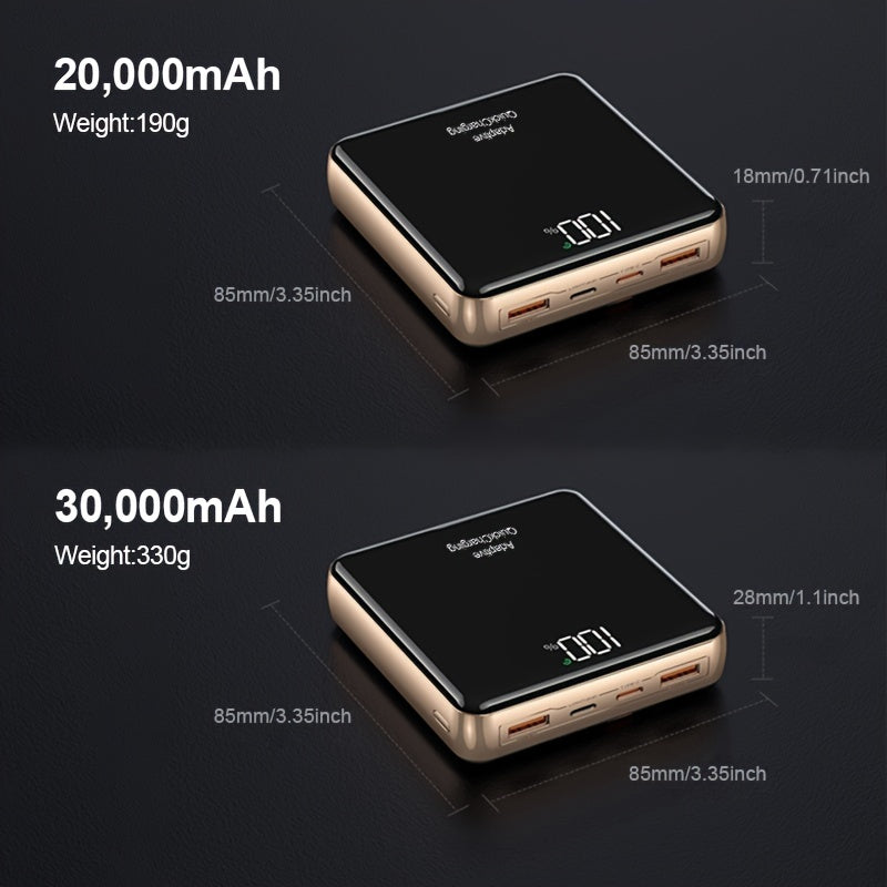 KAXOE 30000mAh 20000mAh High-Capacity Super Fast Charging Power Bank Portable Charger Fast Charging with LED Display Built-in 4 Cables Mobile Battery for iPhone for Samsung for Tablet