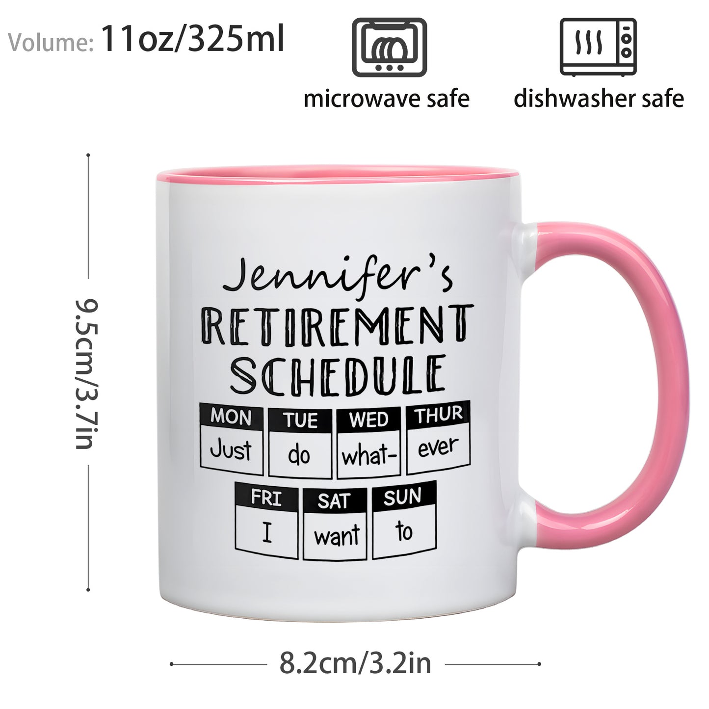 1pc Funny Retirement Mug with Personalized Name & Schedule - Ceramic Coffee Cup with Retirement Gift Idea, Retirement Party Favor for Women/Men, Grandma, Grandpa