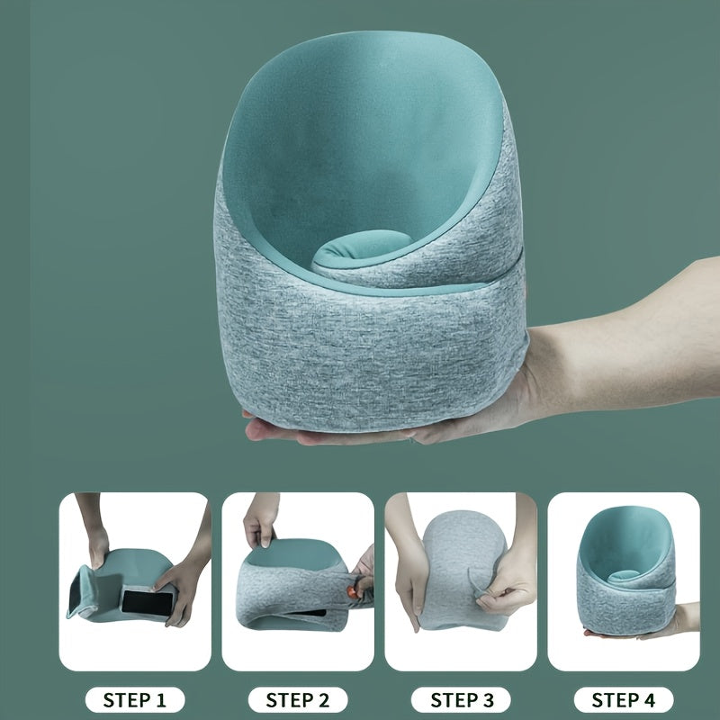 Adjustable 360° Airplane Neck Pillow with Earplugs & Eye Mask - Lightweight Breathable Travel Pillow for Long Flights, Airplane, Car & Office Use, Head Support for s &, Machine Washable (Multi-Color)