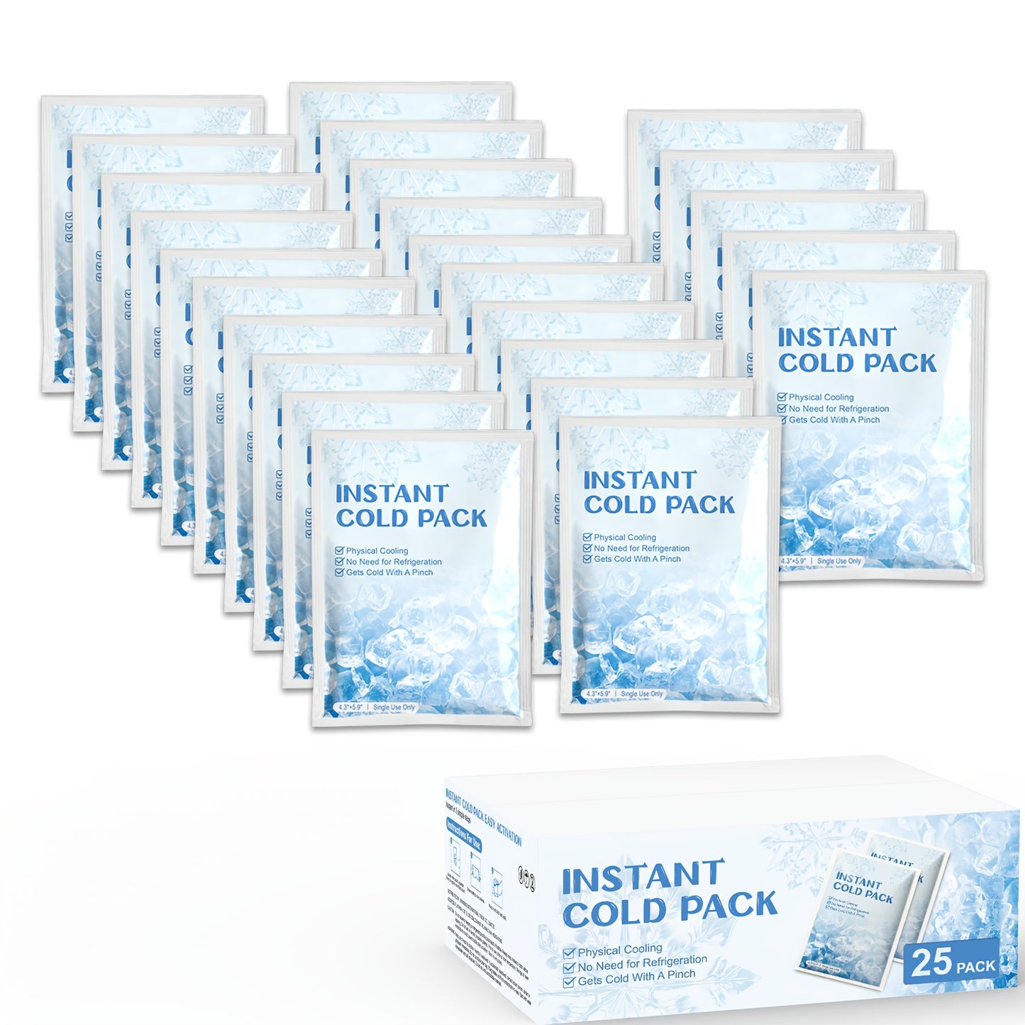 Disposable Cold Ice Packs - No Freezer Needed Instant Cold, PU Gel Cold Compress for Sports Injuries, Sprains, Post- Recovery | Portable First Aid Ice Pack Suitable for Athletes, Use, Care