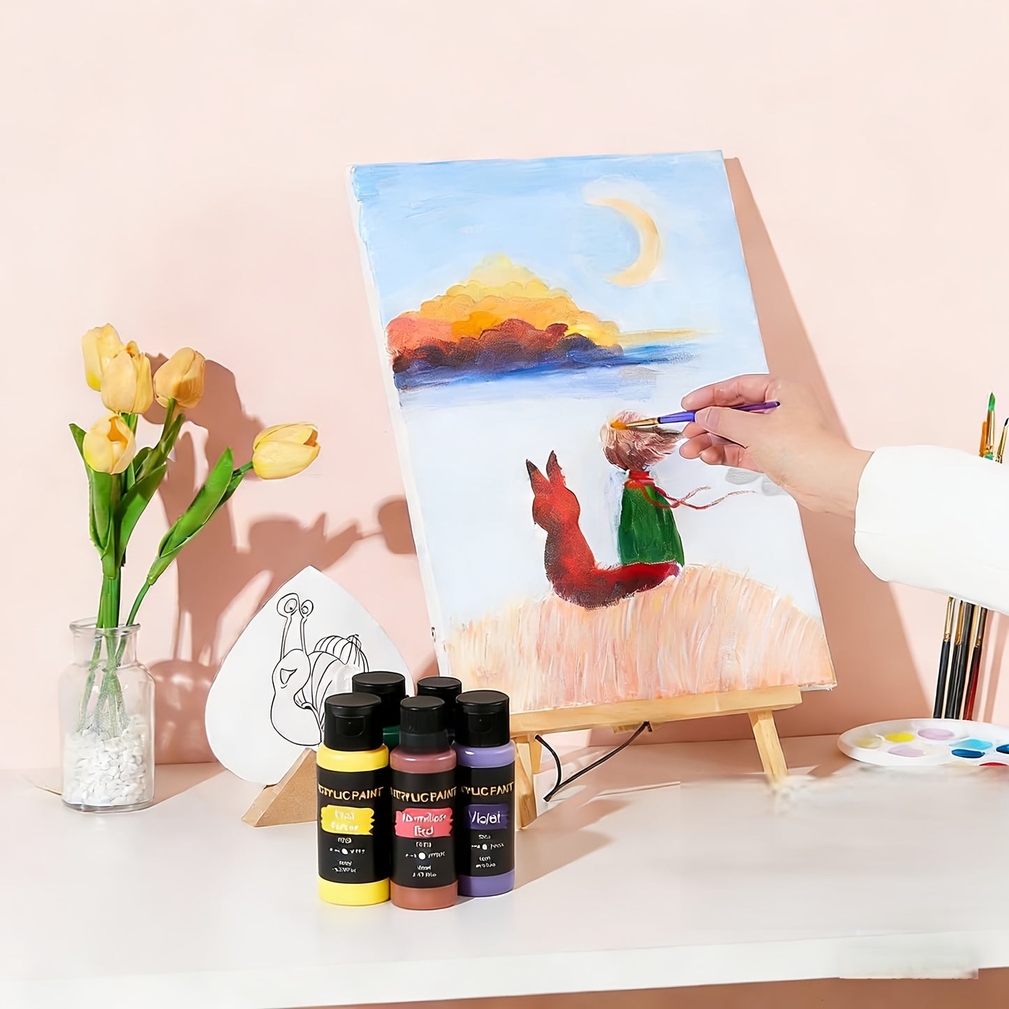 PASAMIC Painting Set With 12 Brushes For Beginners