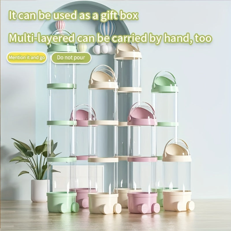 Transparent Four Tier Plush Toy Storage Bin With Waterproof Lid