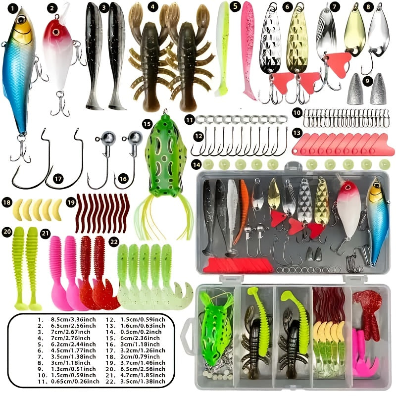 85 Piece Fishing Lure Set With Soft Plastic Worms Crankbaits And Spinnerbaits Lure Heads And Sinkers For Bass And Trout