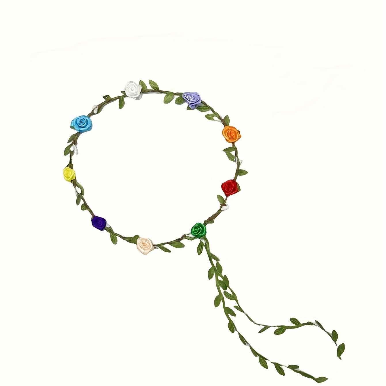 [Bohemian LED Flowers] 20pcs Bohemian LED Flowers with Braided Headband - Green Rattan & Paper Flowers (Random Color) - for Wedding, Party, Cosplay, Christmas, Birthday, Holiday, Photography, Camping, Glow, Concert