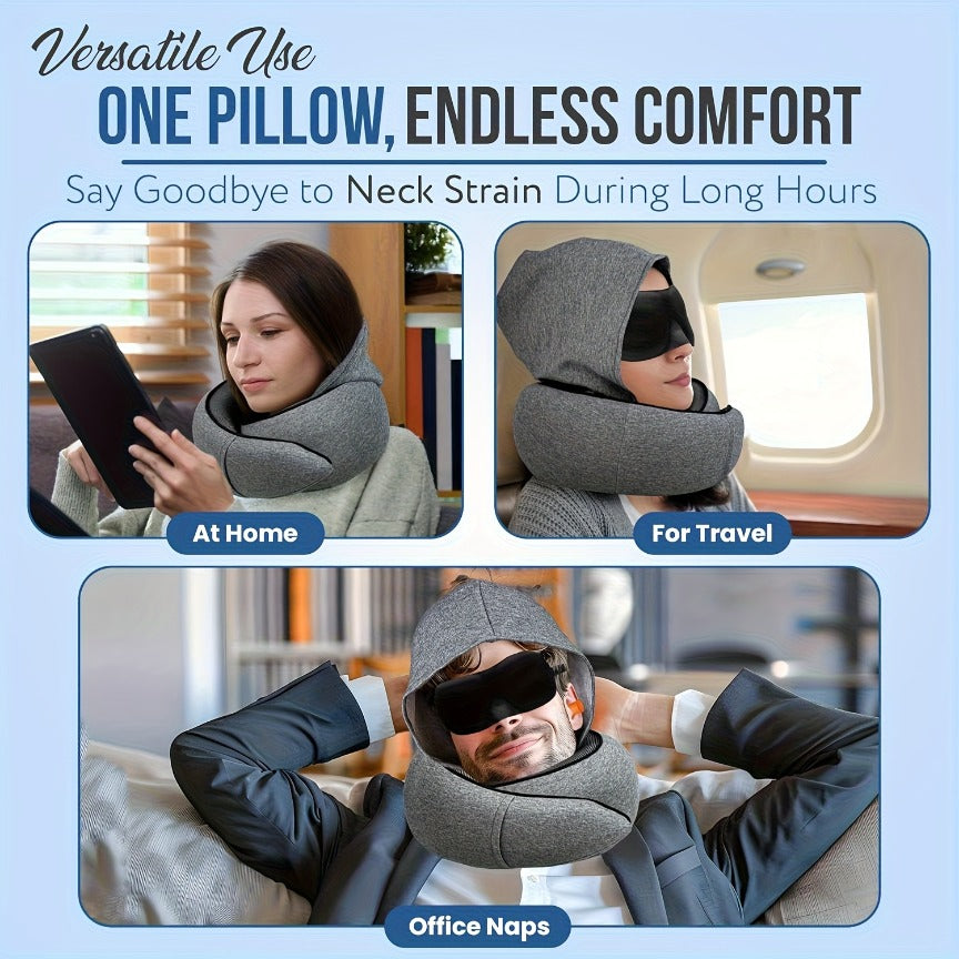 Long-Distance Travel Pillow | Comfortable & Breathable Neck Pillow with Pillowcase, Portable Storage Bag | Ideal for Flights, Home Rest, Car Trips, Sleep Aid, Travel Cushion, for flight Accessories