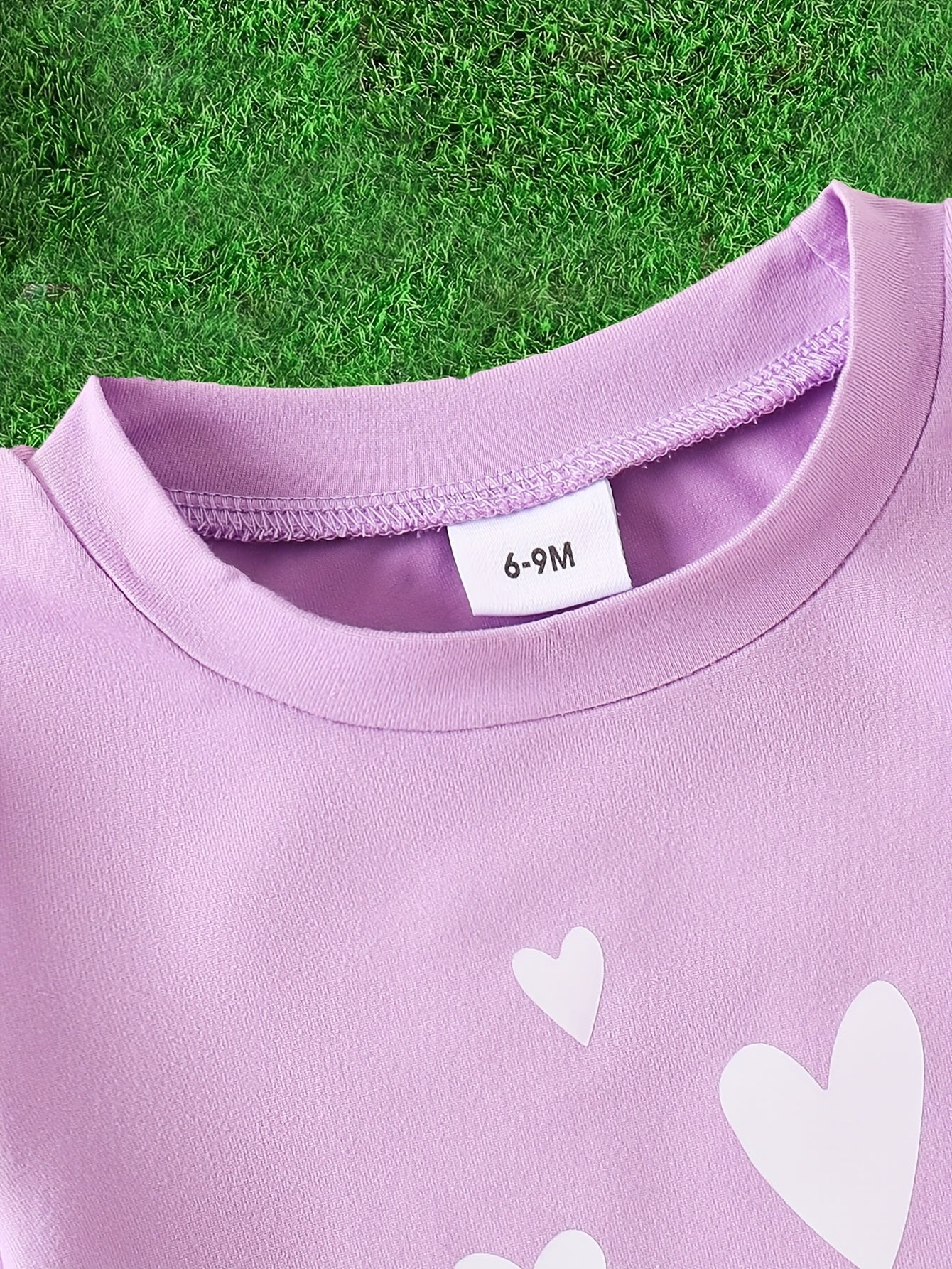 Random Set Of Ten Pieces For Baby Girls With Heart Printed Pattern And English Letter Printed Pattern. Randomly Cut T-shirts And Randomly Cut Trousers With Heart Printed Pattern And Outdoor Suit, for Outdoor