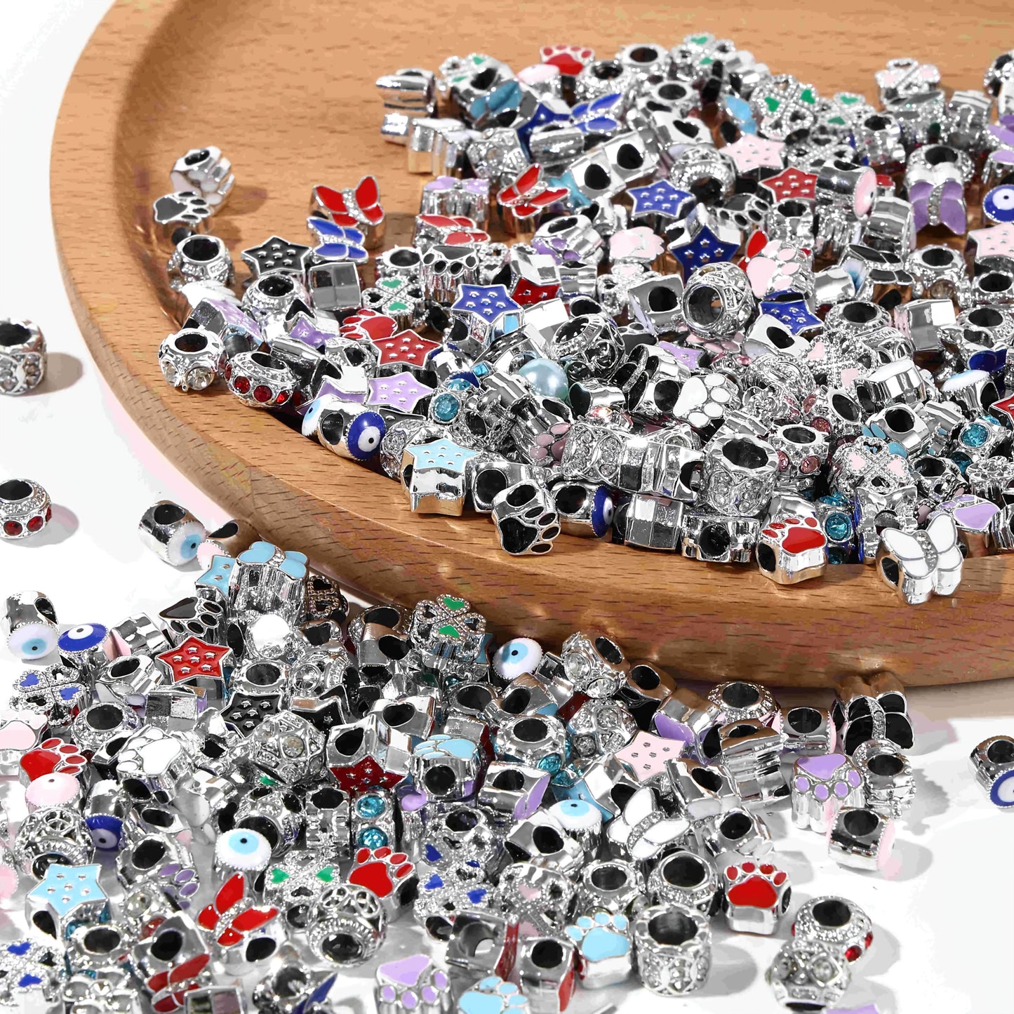 115 198 Pcs Beads Dripping Water Metal Large Hole DIY Jewelry Materials for Womens Handicrafts Bracelets and Necklaces