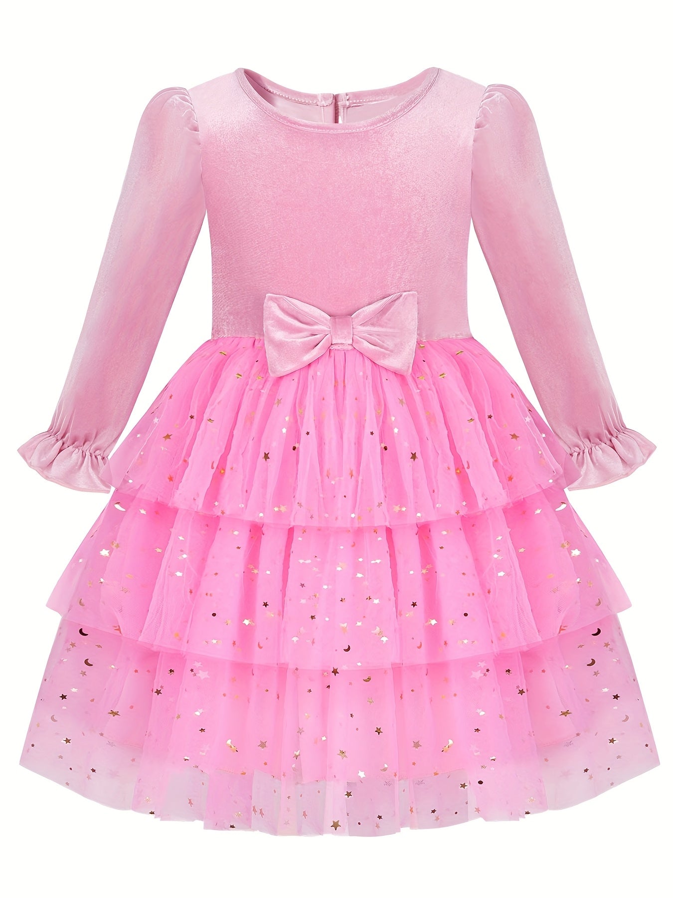 2-7Y Girls Sparkling Sequin & Tulle Tutu Princess Party Dress with Ruffled Sleeves & Layered Skirt - A-Line Knee-Length Winter Dress for Christmas, Birthday, Wedding, Halloween - Shimmering Holiday Outfit with Belt (No Paddin