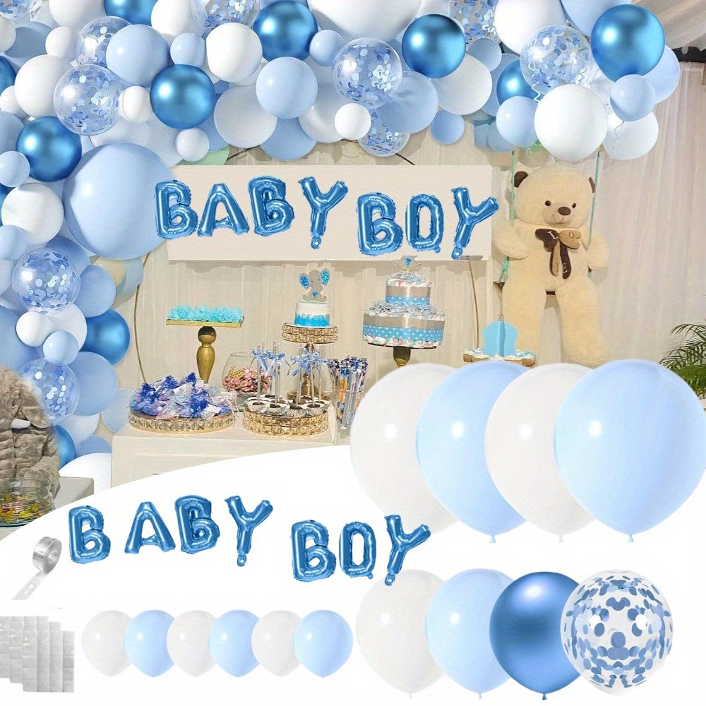 Dusty Blue White Balloon Arch Kit Pastel Light Blue White Balloon Garland Kit Garland Arch Kit 5/ 12/ 18 Inch Different Size Balloons for Birthday Gender Reveal Anniversary Decorations Interesting Convenient