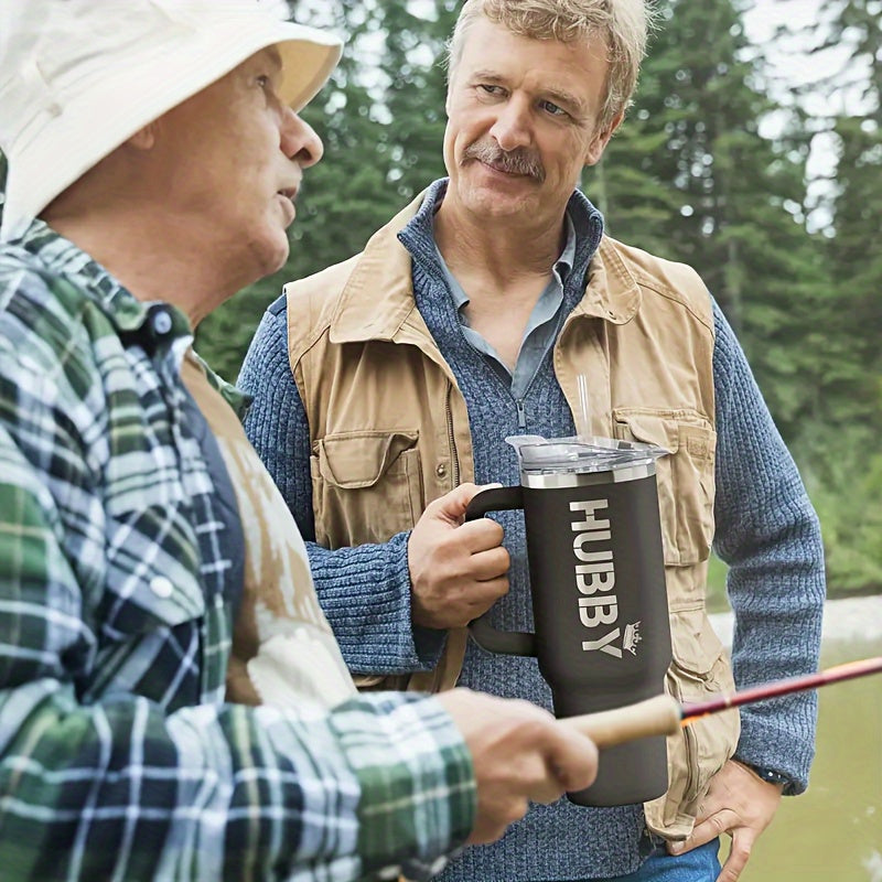 1PC 40oz Stainless Steel Insulated Black Glass Cup with Lid, 304 Stainless Steel Double-layer Water Cup for Relaxing, Anniversary Gift, Birthday Gift for Husband, Valentine's Day Gift