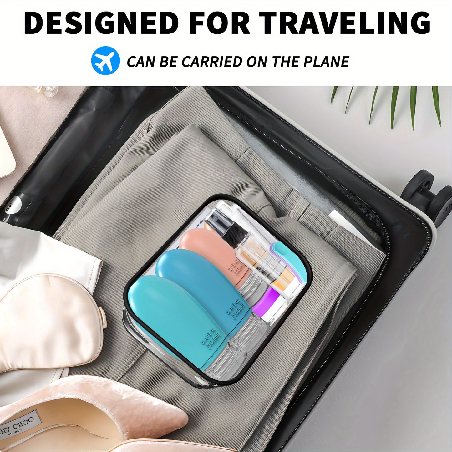 17pcs Travel Bottles Set for Toiletries, Squeezable Silicone Bottles, Travel Essentials for Shampoo Conditioner Lotion Face Cream, Toiletries Container for Shampoo Toner Cosmetic Containers, Can Be Used to Hold Skin Care Prod