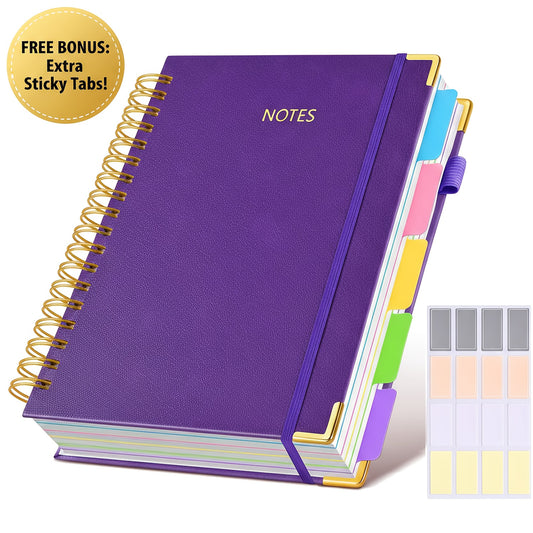 Hardcover Spiral Notebook With Removable Dividers And Tabs 300 Pages