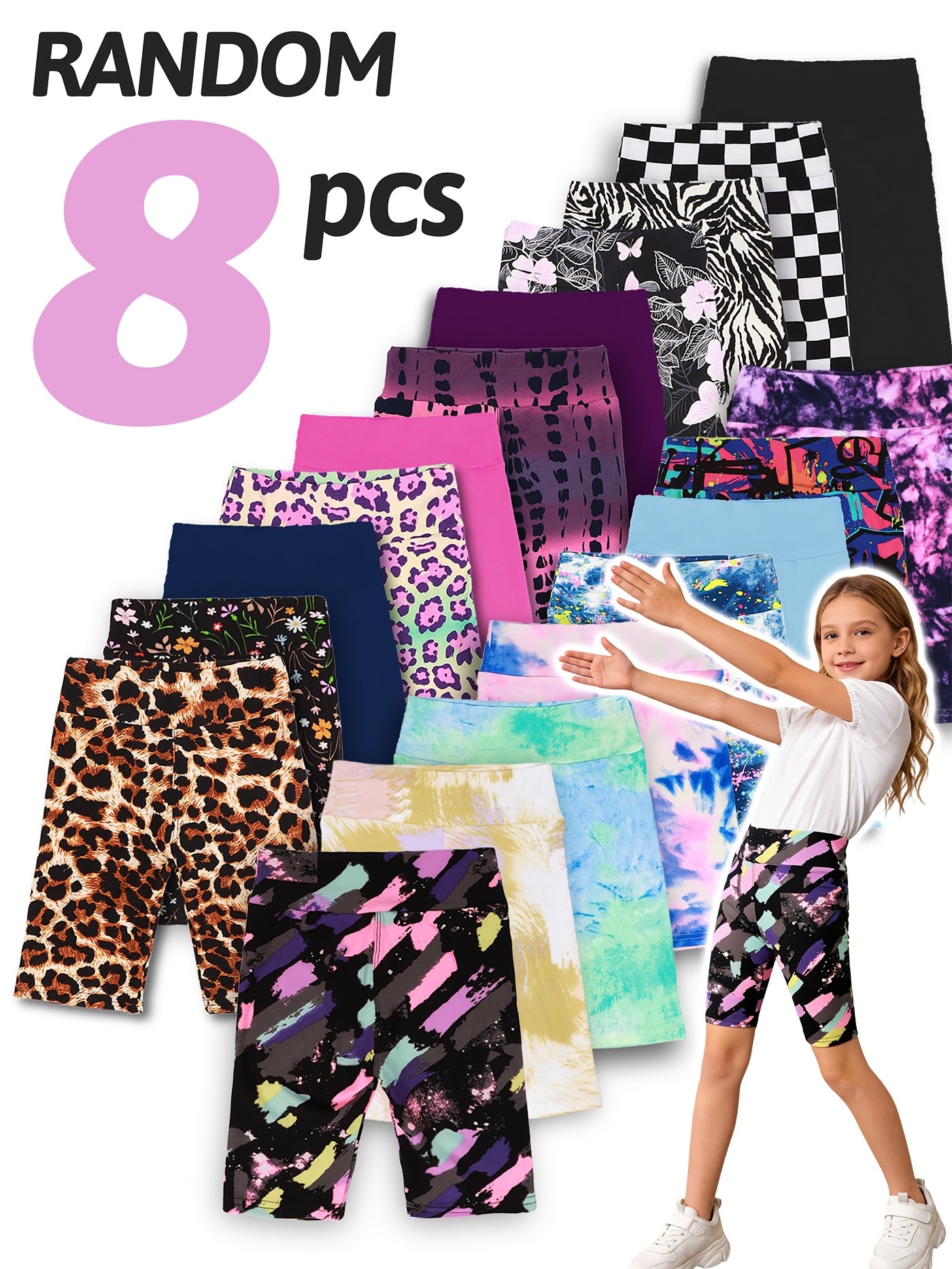 Girls Print Summer Knee High Shorts Regular Fit Soft Stretch