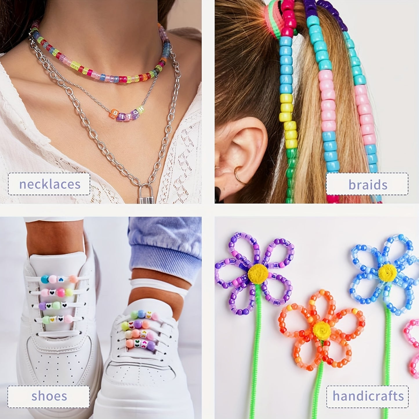 Acrylic Pony Beads Kit With Letter And Heart Charms 4900 Pcs Rainbow Beads For Jewelry Making And Bracelet Crafting