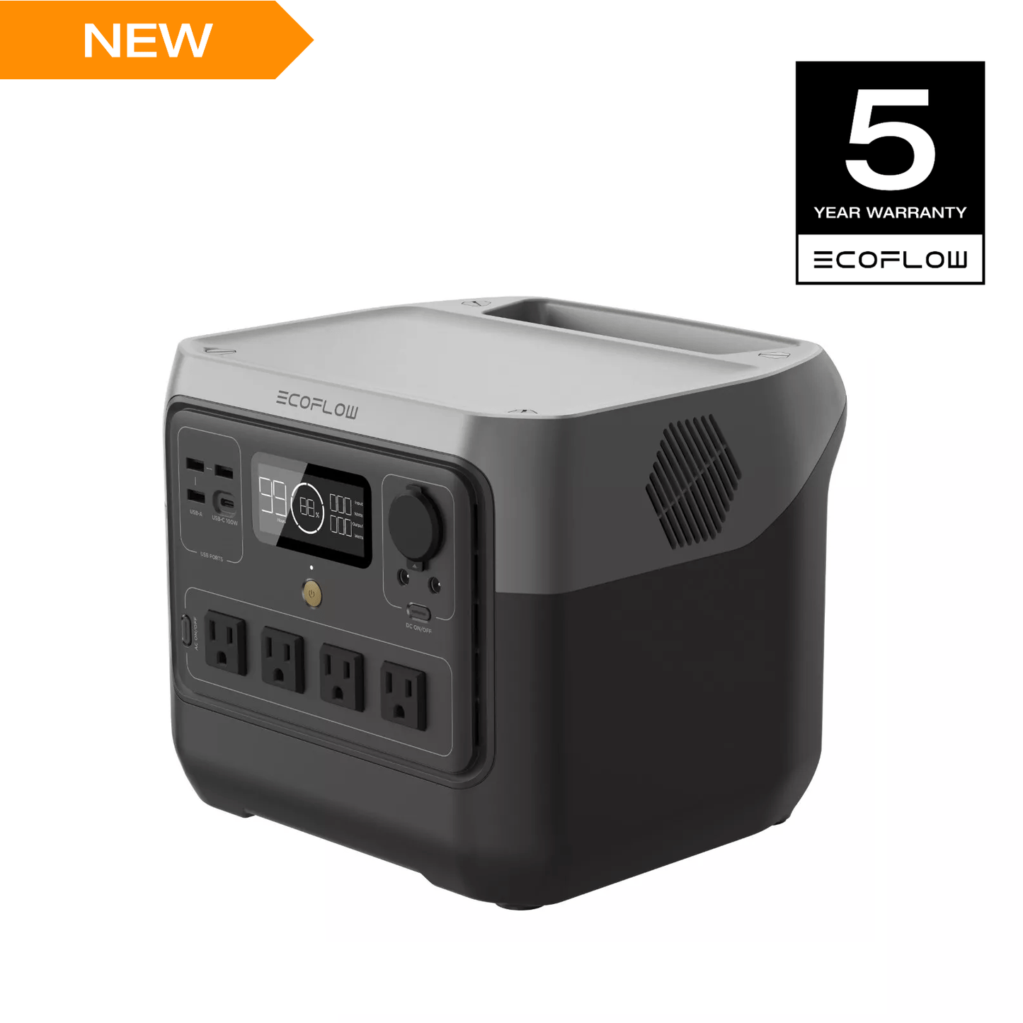 EcoFlow Portable Power Station RIVER 2 Pro 700, 716Wh LiFePO4 Battery, 70 Min Fast Charging, 4X800W AC Outlets, Solar Power Bank for Outdoor Camping/RVs/Home Use Black (Solar Panel Optional)