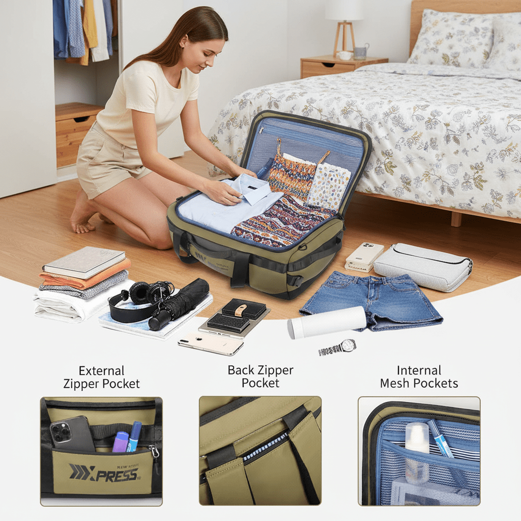 40L Travel Backpack 3-in-1 Convertible Duffle Bag with Shoulder Strap, Heavy-Duty Durable Polyeste Waterproof Bag for Men & Women, Business, Weekend, Camping, Overnight Backpack