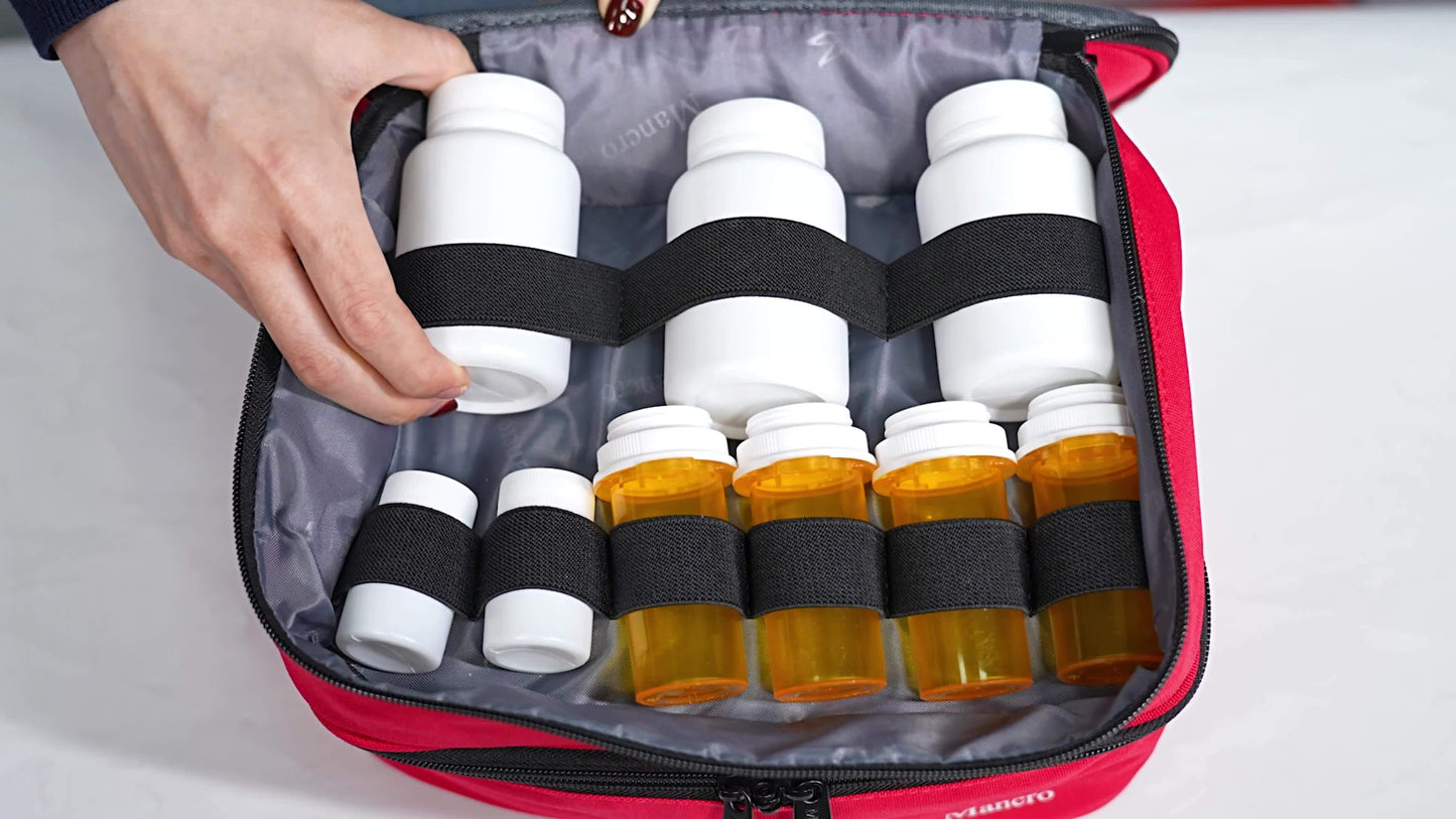 Dual-Layer Lockable Medicine Organizer Bag with Adjustable Partitions - Food-Safe Nylon Pill Case for Prescription Bottles, Vitamins & Medical Supplies - Travel, Home & Car Storage (Empty Bag Only), Pill Box for Purse