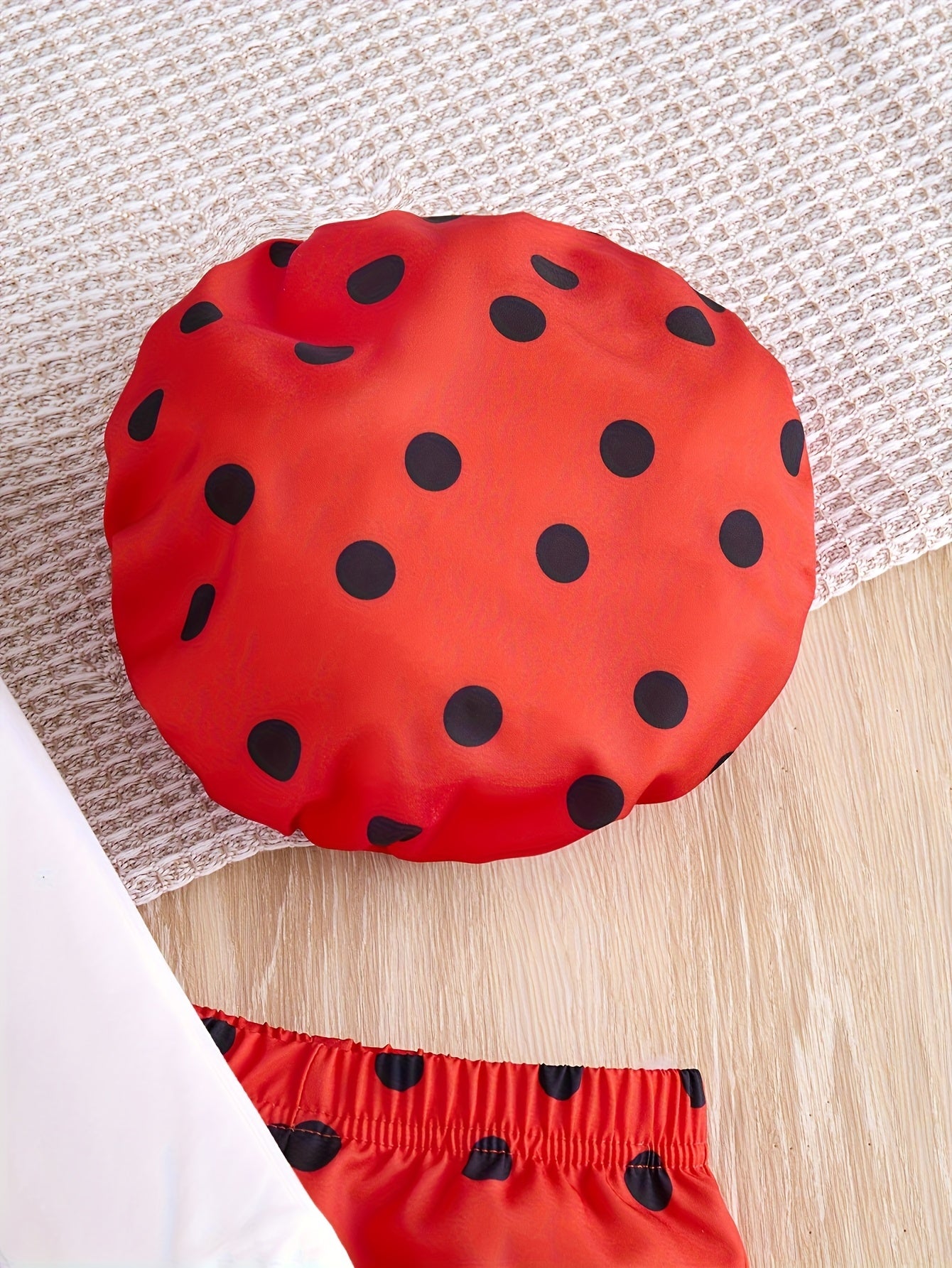 2pcs Baby's Cartoon Ladybug Print Ruffled Long Sleeve T-shirt + Hat + Polka Dots Pattern Bell-bottom Pants, Toddler & Infant Girl's Clothing Set for Spring Fall, Outdoor Cloth, Perfect for Outdoor