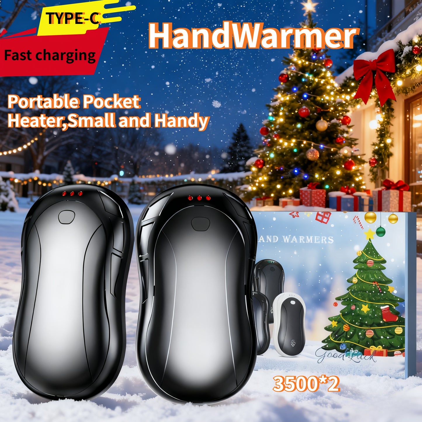 Double Sided Heating 2-in-1 Magnetic Suction Hand Warmer, 3-speed Temperature Control Adjustment, Essential For Skiing, Camping, And Mountaineering, Winter Hand Warmer, Travel Essentials, Winter Accessories, Portable Heater