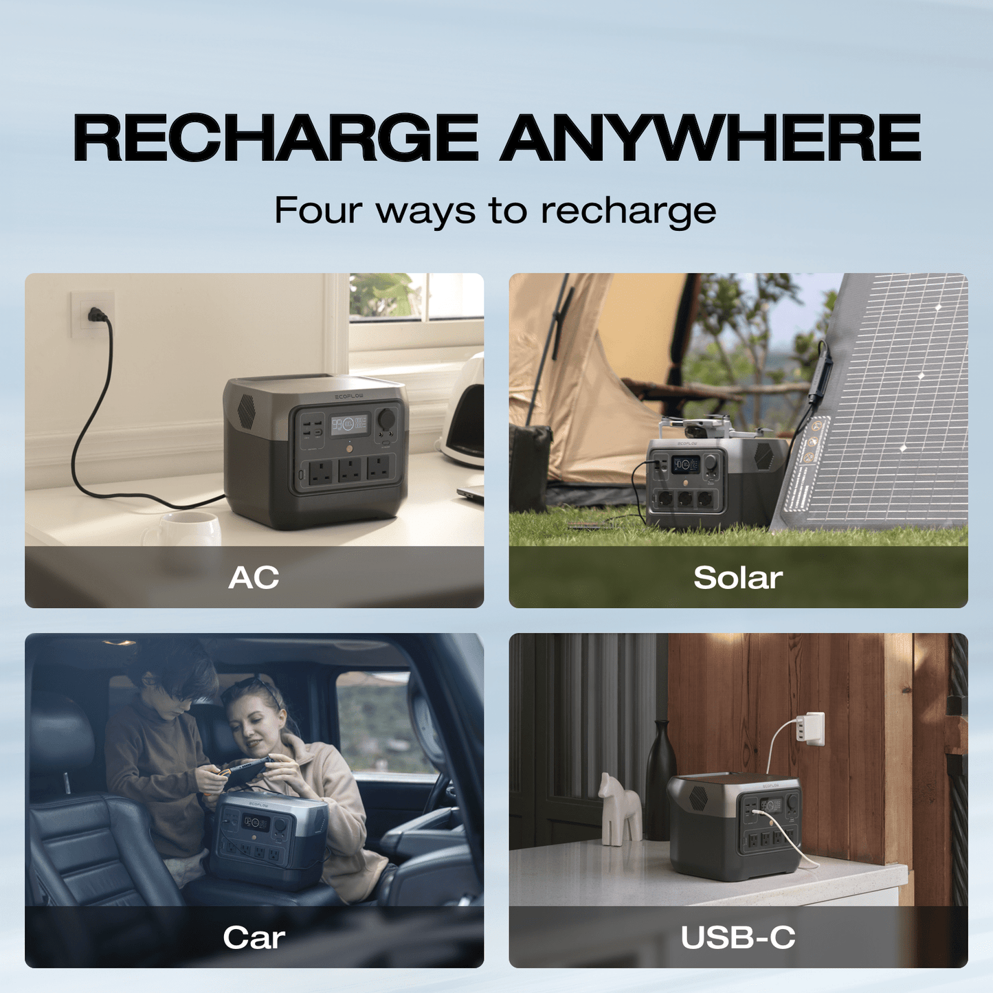 EcoFlow Portable Power Station RIVER 2 Pro 700, 716Wh LiFePO4 Battery, 70 Min Fast Charging, 4X800W AC Outlets, Solar Power Bank for Outdoor Camping/RVs/Home Use Black (Solar Panel Optional)