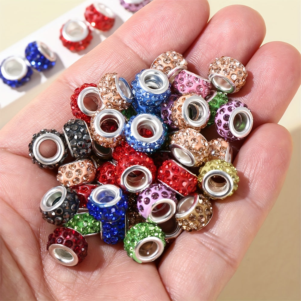 400pcs Rhinestone Beads, With Large Hole, For DIY Bracelet Earring Necklace Jewelry Making Beads Bulk