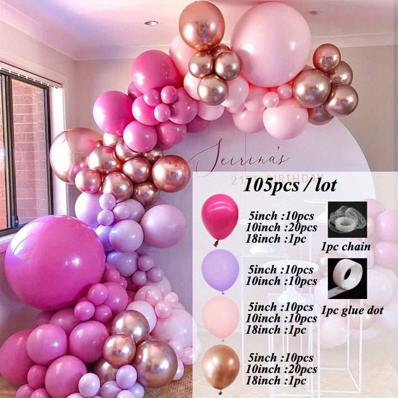 137 Piece Butterfly Series Purple Birthday Balloon Garland Set With Golden White Balloons And Happy Birthday Sign