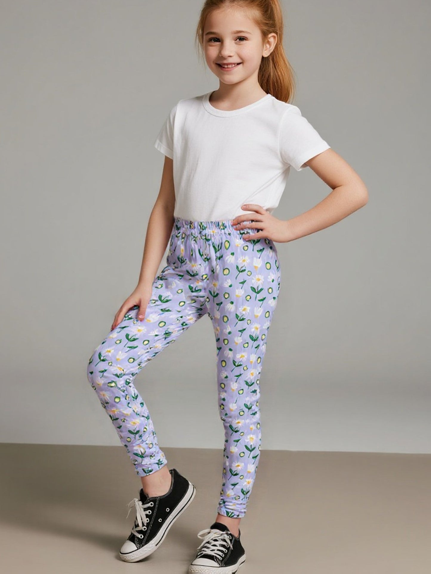 5 Pack Girls Ultra Soft Stretch Leggings With Assorted Prints Cows Unicorns Princesses Dancers Cropped Length For Dance