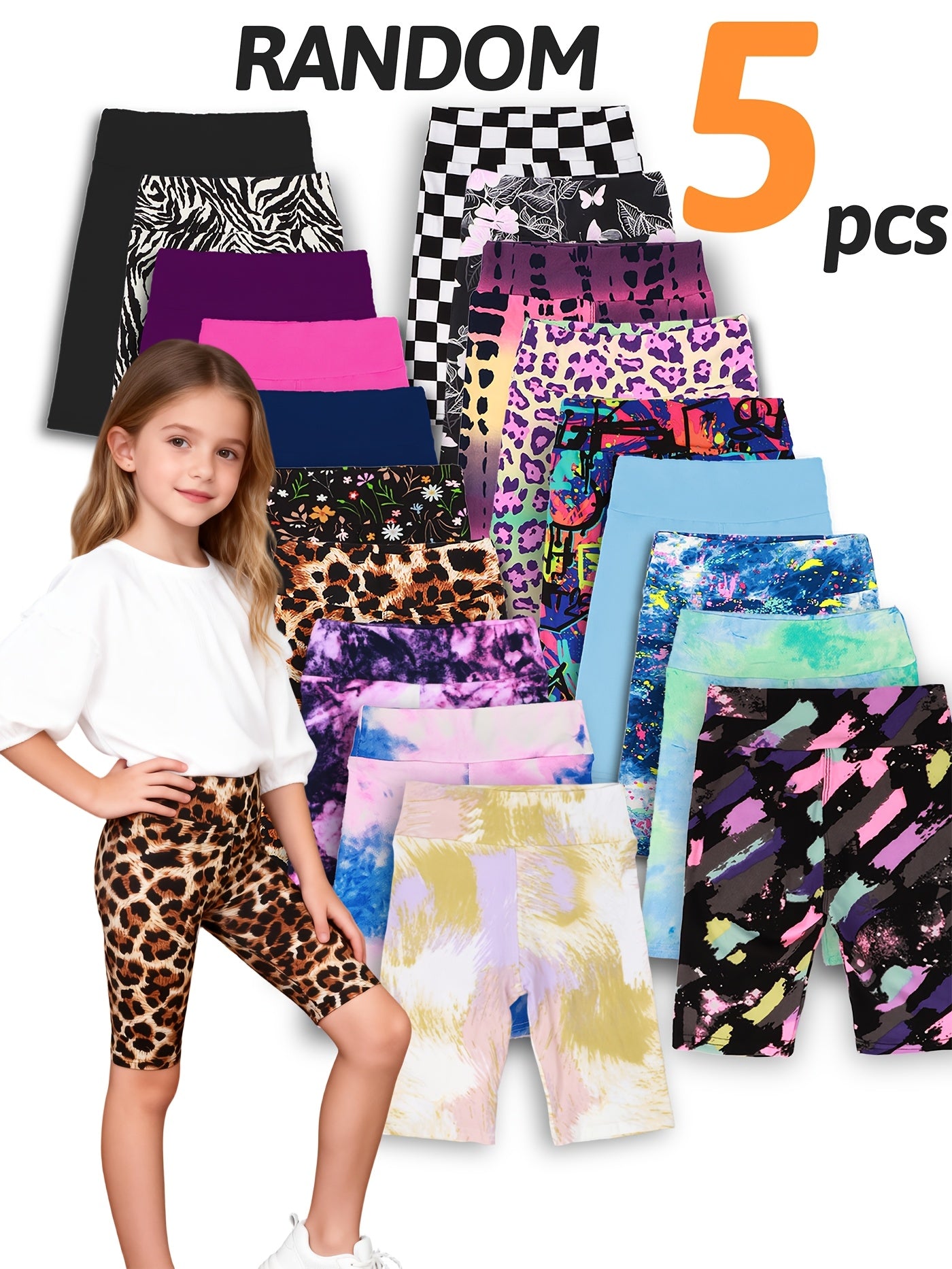 Girls Print Summer Knee High Shorts Regular Fit Soft Stretch