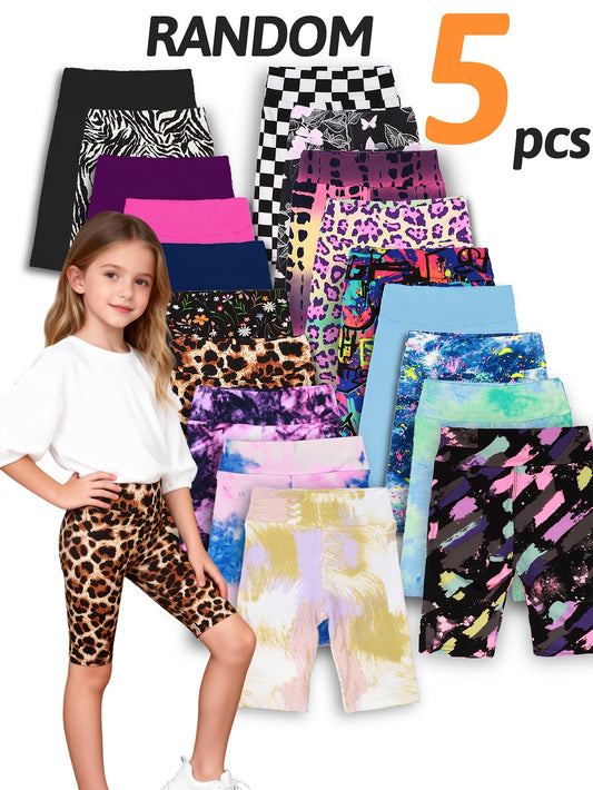 Girls Print Summer Knee High Shorts Regular Fit Soft Stretch
