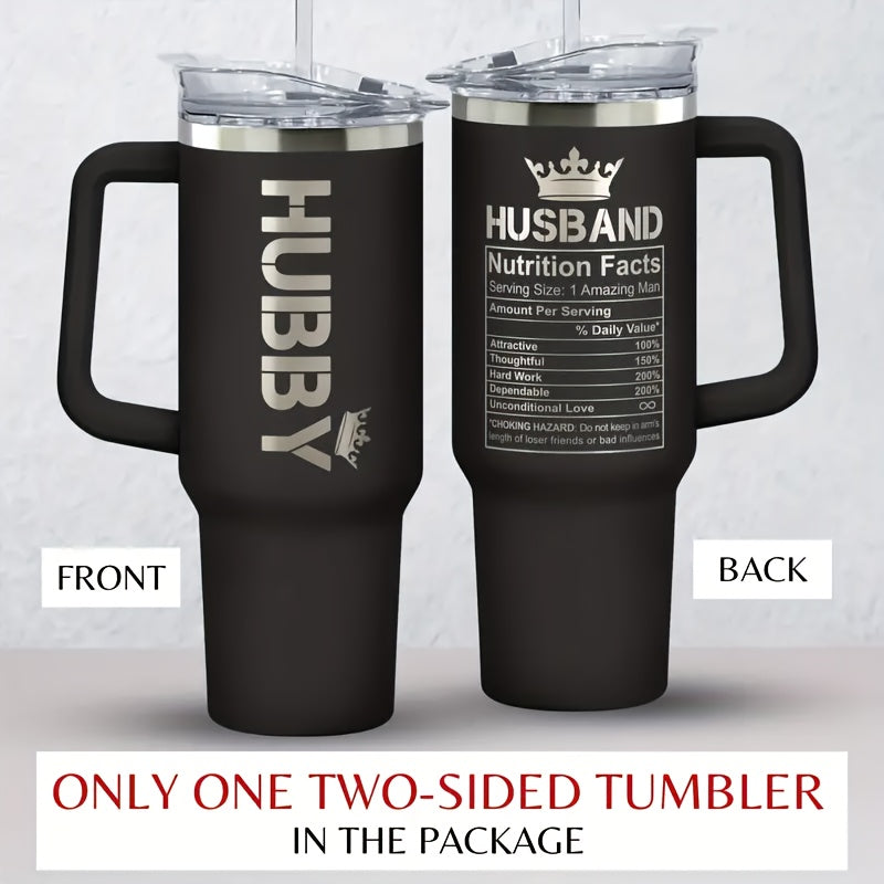 1PC 40oz Stainless Steel Insulated Black Glass Cup with Lid, 304 Stainless Steel Double-layer Water Cup for Relaxing, Anniversary Gift, Birthday Gift for Husband, Valentine's Day Gift