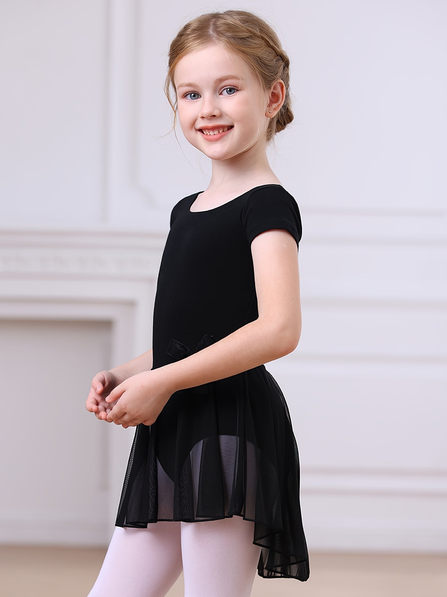 2pcs Girls Ballet Tutu Dress Set - Classic Style, Stretchy Leotard with Detachable Tulle Skirt, Ruffled Bow Trim - Perfect Christmas Gift, Perfect for Outdoor