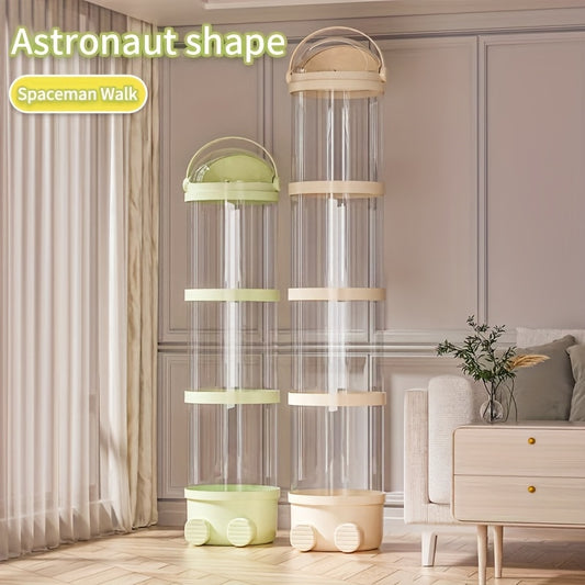 Transparent Four Tier Plush Toy Storage Bin With Waterproof Lid