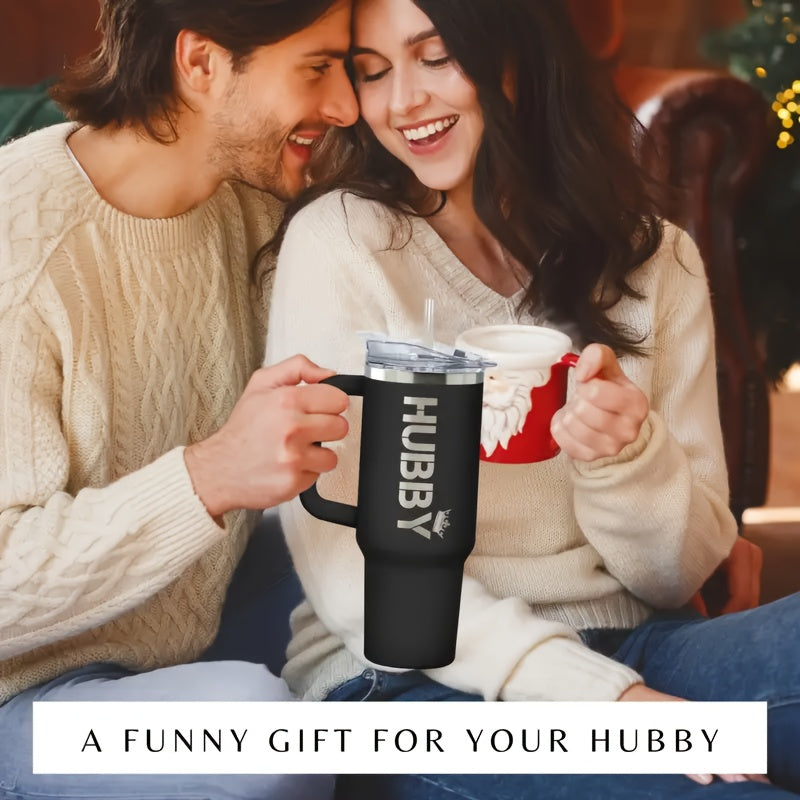 1PC 40oz Stainless Steel Insulated Black Glass Cup with Lid, 304 Stainless Steel Double-layer Water Cup for Relaxing, Anniversary Gift, Birthday Gift for Husband, Valentine's Day Gift